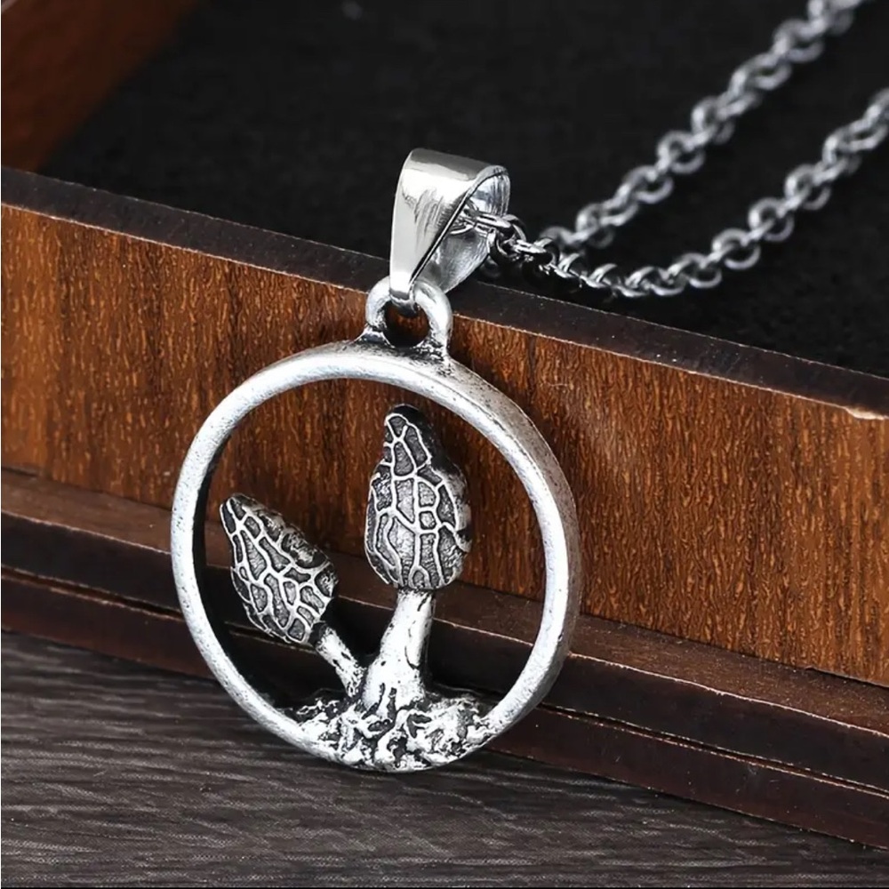Morel Mushroom Pendant Necklace